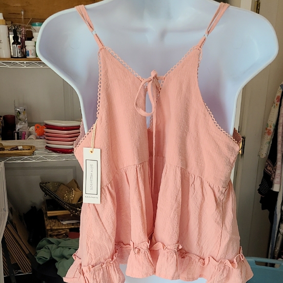 Peach Ruffle-Hem Spaghetti Strap Cami - Picture 4 of 10